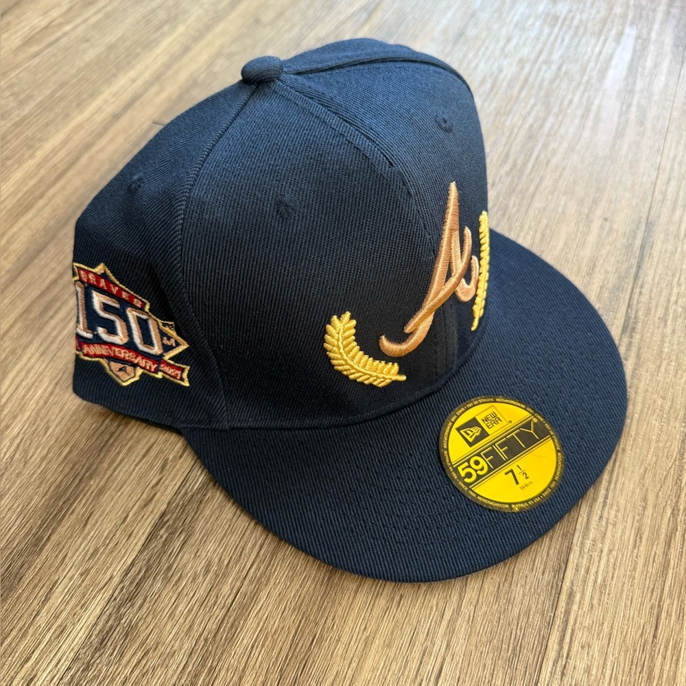 Navy Cap with Gold Embroidery and Patch